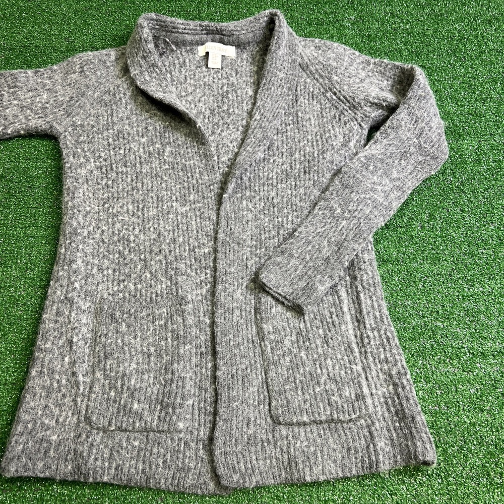 Ellen Tracy Womens Gray Wool‎ Blend Cardigan Sweater With Pockets Size Med
